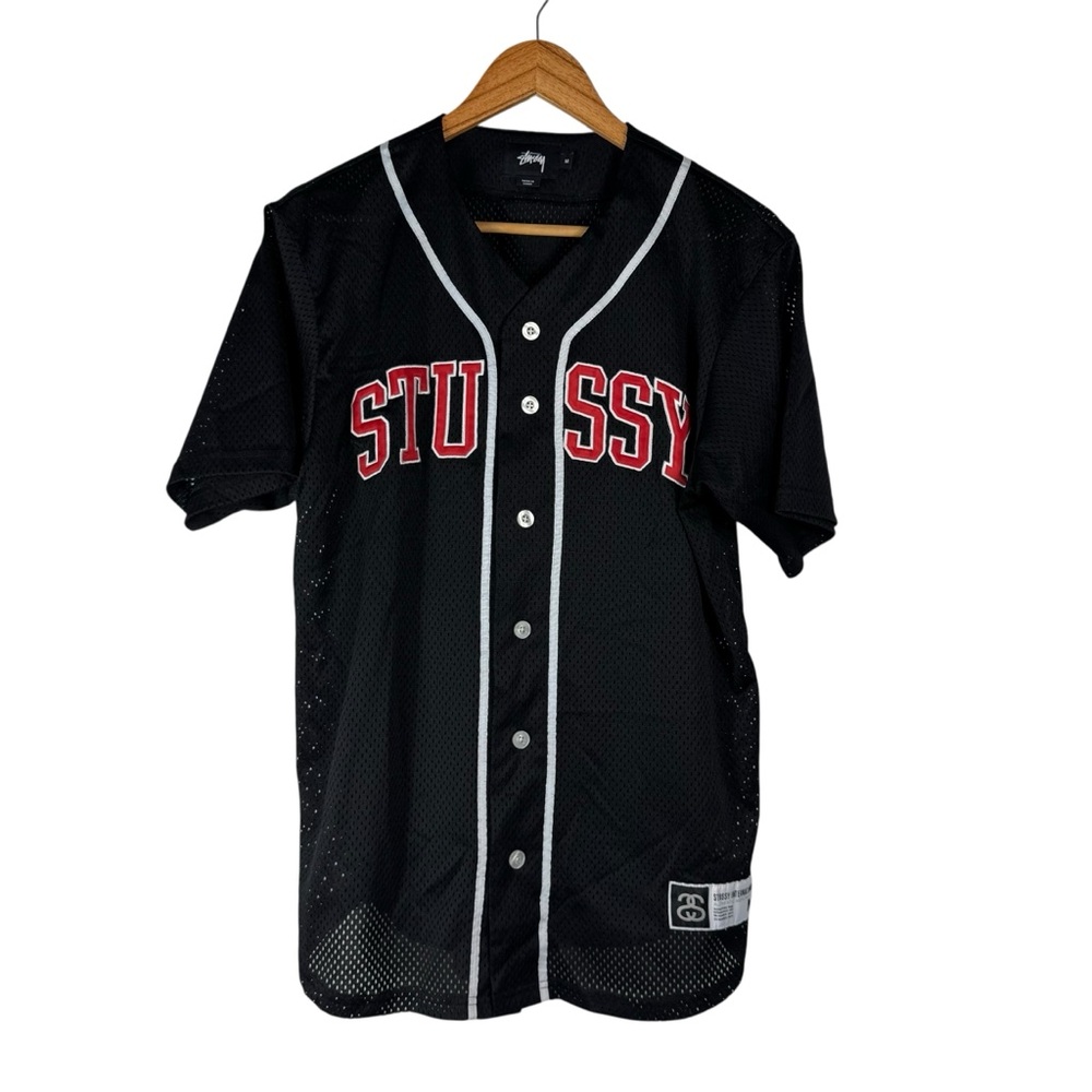 Stussy Black Mesh Baseball Jersey Shirt